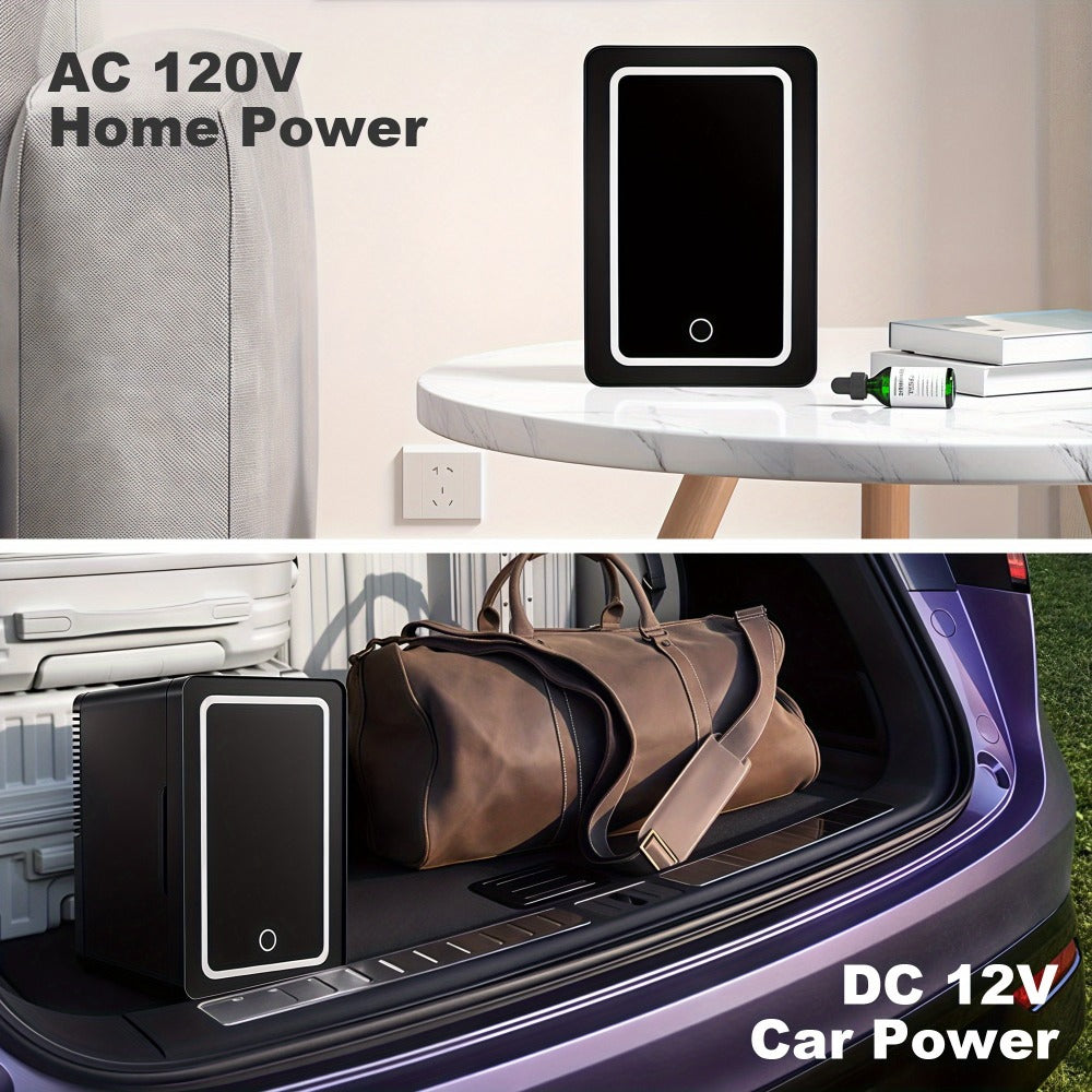 Mini Fridge 1.59 Gal 9-Can - AC/DC Portable Cooler & Heater, Silent Thermoelectric Refrigerator for Skincare, Drinks & Cosmetics, Bedroom, Office, Dorm, Desk, Car & Travel
