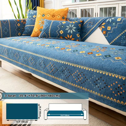 Sofa Cover Bohemian Geometric Panels for 1 to 4 Seats, Armrest or Backrest in Five Color Options