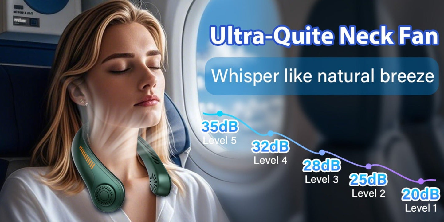 Loop-Style Neck Fan in Ten Single or Paired Color Checkouts with Five-Speed Control and USB Charging