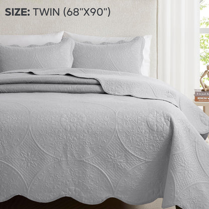 Quilted Bedspread Set 3 Piece – Soft Floral Coverlet with Pillow Shams, Lightweight Breathable Quilt for Bedroom & Guest Room, All Season Bed Cover