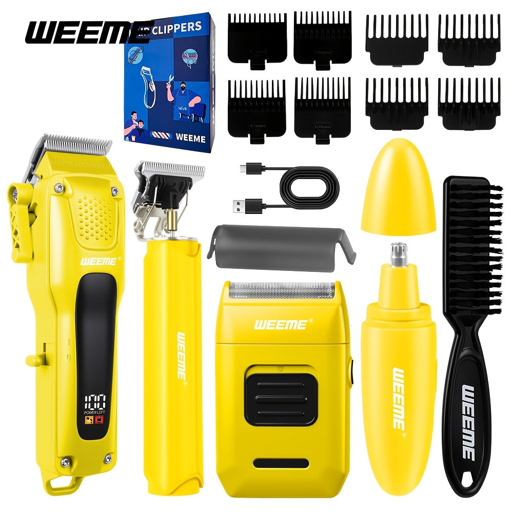 Hair Clippers & Trimmers WEEME Four-Piece Set with Clipper, T-Blade, Foil Shaver, Nose Trimmer and Two Colors