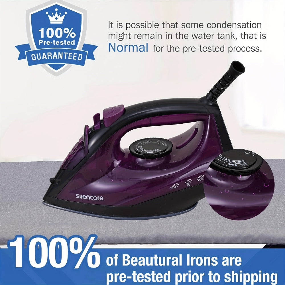 Pink Full-Size Steam Iron with Temperature Dial, Spray and Steam Buttons and 24 x 12 cm Pictured Body