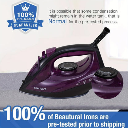 Pink Full-Size Steam Iron with Temperature Dial, Spray and Steam Buttons and 24 x 12 cm Pictured Body