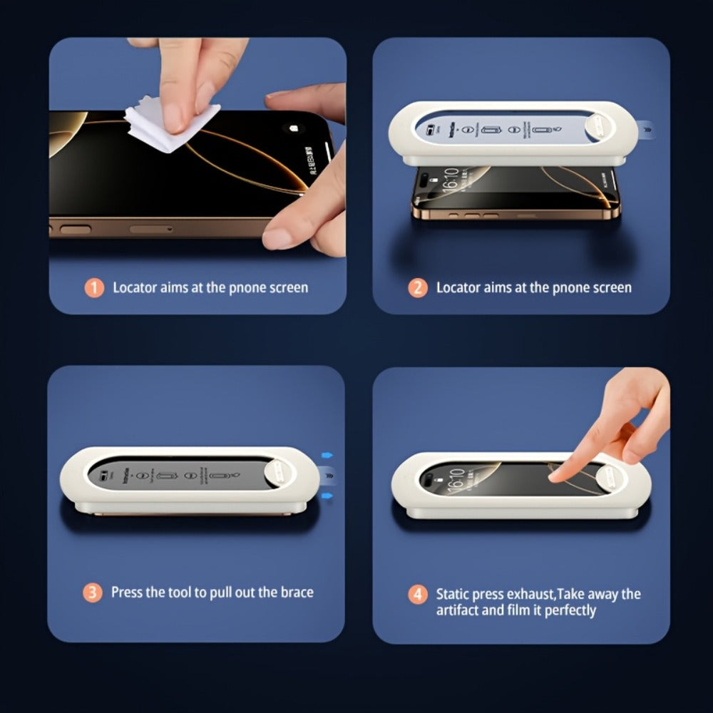 Screen Protector, 8-Piece iPhone Tempered Glass Set with Four Screen Films, Four Camera Lens Covers and Alignment Tools