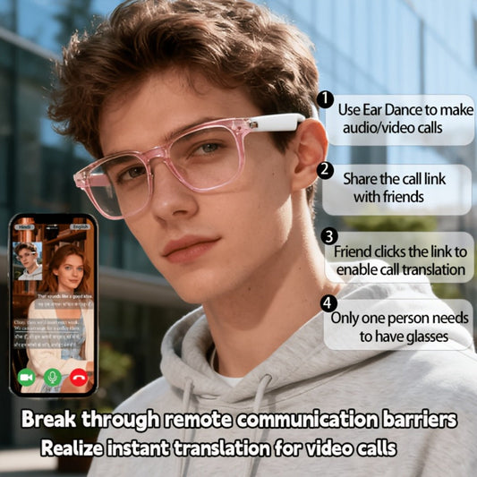Smart Glasses 164-Language Translation Eyewear with Bluetooth Music, Calls and Multiple Black or Pink Frames