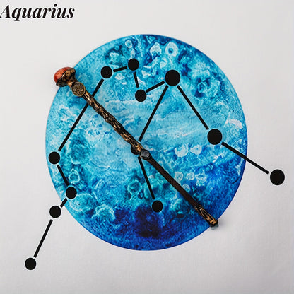 Zodiac-Themed Decorative Wand with Resin and Stone-Look Accents, Gift Box and All Twelve Sign Variants