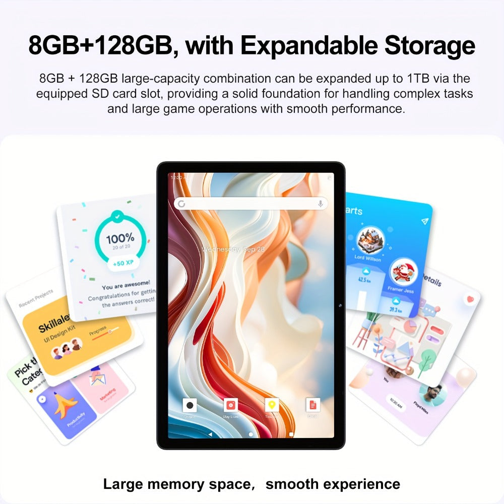 11 Inch Android 15 Business Tablet WiFi 6 – Gemini AI, Octa-Core, 4GB/8GB RAM 64GB/128GB ROM, Dual Camera, Stereo Speakers, USB OTG, Ad-Free, Long Battery, 2026 Model Grey
