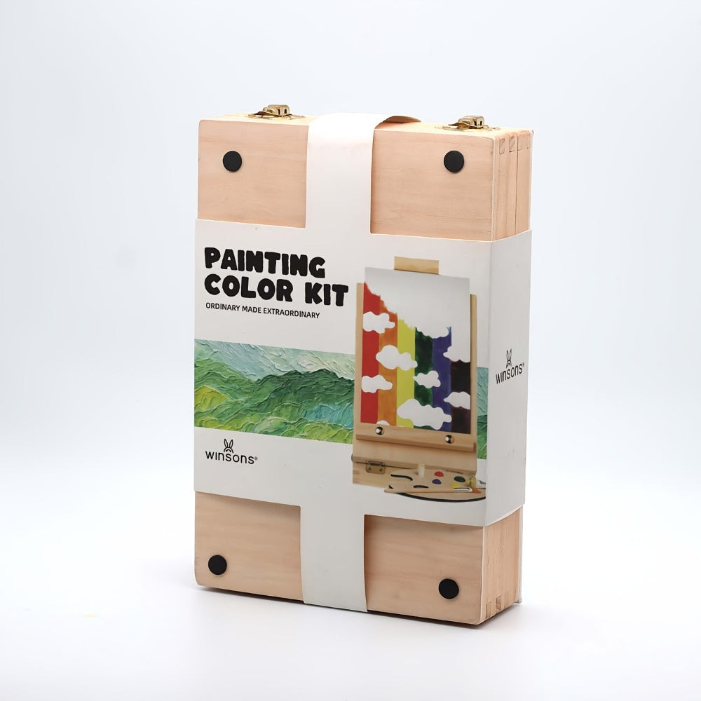 14-Piece Portable Painting Box Set with Adjustable Tabletop Easel, Canvas, Brushes and Palette Knife