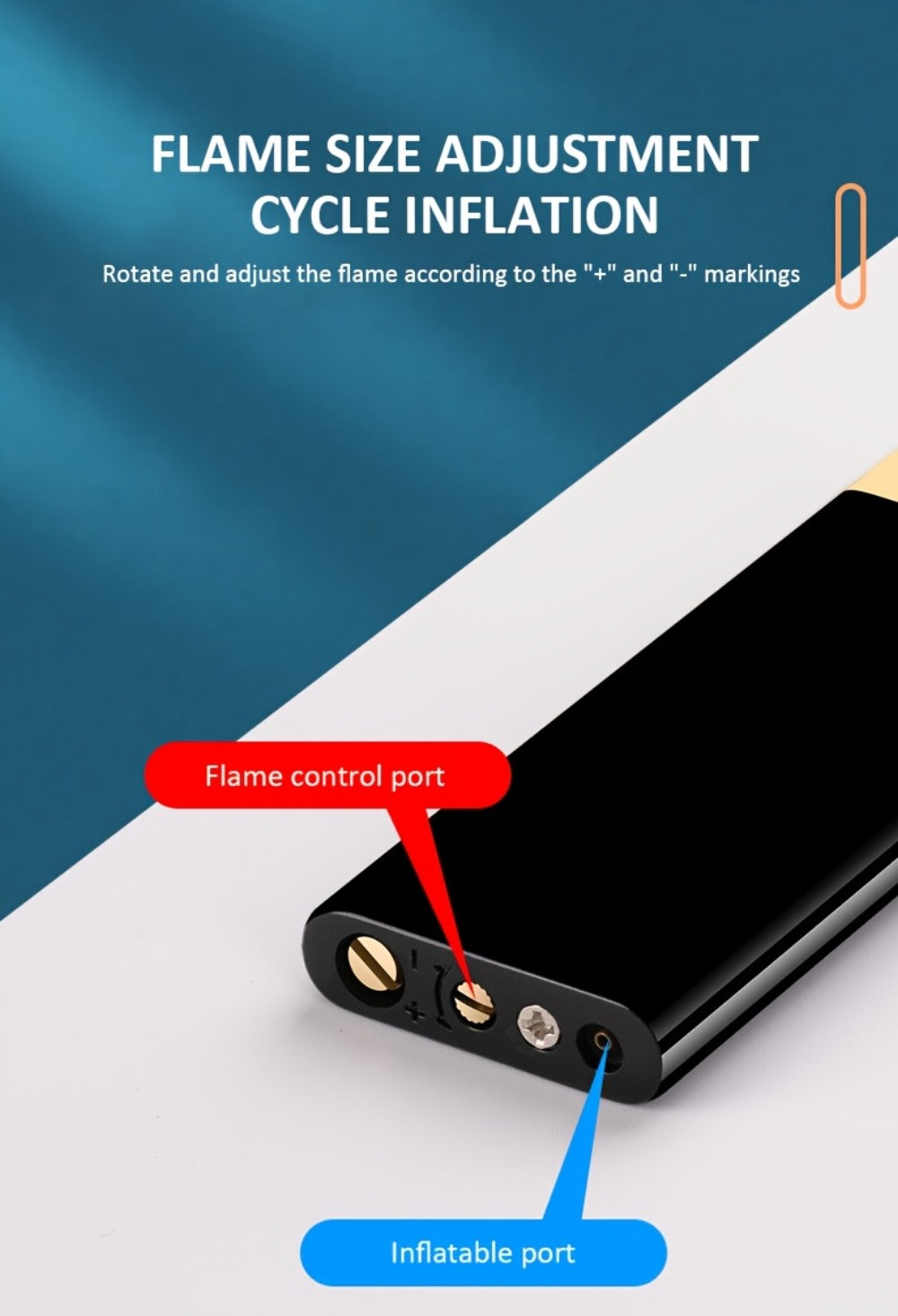 Ultra-Slim Wheel-Ignition Butane Lighter with Adjustable Open Flame in Black or Colorful Ice Finish