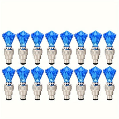LED Tire Valve Stem Light Sets in 4-, 8- or 16-Piece Blue, Green, Red, Mixed and Skull-Top Configurations