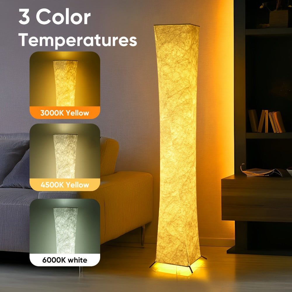 52-Inch Rectangular Fabric Column Floor Lamp with 3000K, 4500K and 6000K Modes plus Handheld Remote
