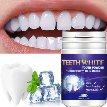 Baking Soda Tooth Powder with Honeysuckle & Mint Extract — Natural Teeth Whitening, Stain Removal & Long-Lasting Fresh Breath, Antibacterial Daily Dental Powder, 80ml Compact for Home & Travel