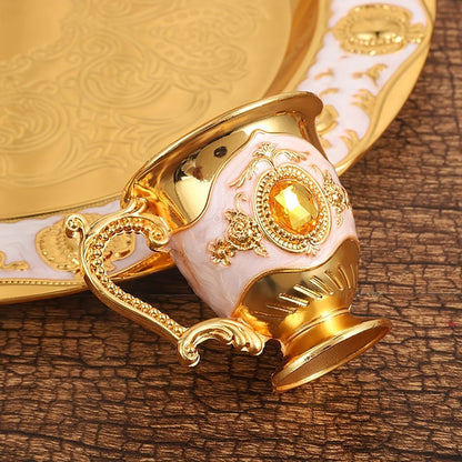 Vintage-Style Turkish Tea and Coffee Serving Set with Teapot, Six Cups and Tray in Three Colors