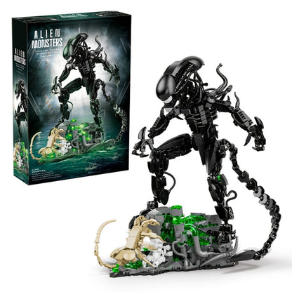 Alien Beast Building Blocks Set 958pcs – Sci-Fi Movie Character Model Kit, Black ABS Bricks, STEM Toy for Kids Teens & Adults, Cool Birthday Christmas Gift Display Collectible