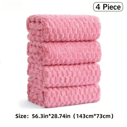 Towel Set 4 or 8 Piece Microfiber Collection with Hair-Drying Cap Options in Four Colors for Home and Guest Use