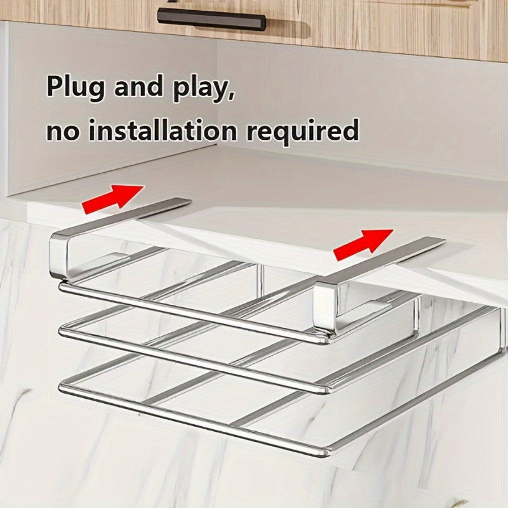 Cutting Board Hook Rack Kitchen Organizer Carbon Steel Cabinet-Door or Wall-Mount Storage in Black