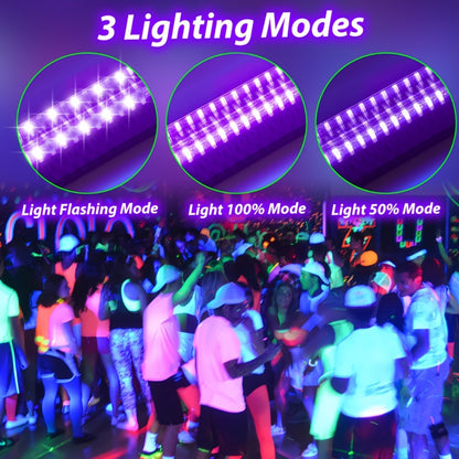 UV Black Light Bars & Strips 8-Piece Set – 385-400nm USB Powered 5V LED Blacklight for Glow Party, Halloween, Neon Party, Body Paint & Fluorescent Art (4x32cm + 4x250cm)