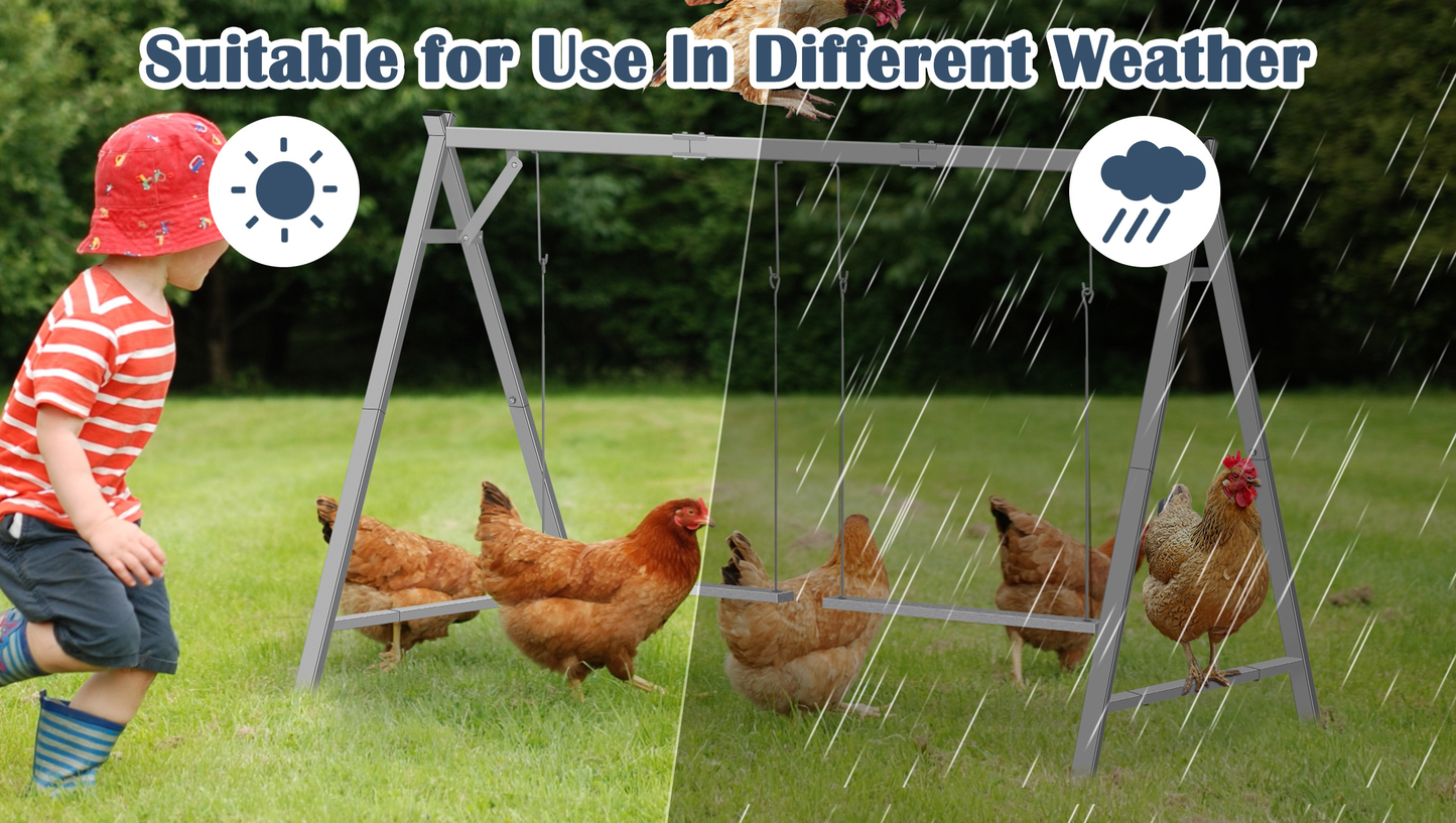 Chicken Swing Coop Toy Metal Perch for Backyard Hens Roosters Parrots Rabbits Promotes Exercise Balance Coordination Weather-Resistant Easy to Install Coop Accessory