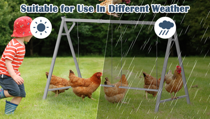 Chicken Swing Coop Toy Metal Perch for Backyard Hens Roosters Parrots Rabbits Promotes Exercise Balance Coordination Weather-Resistant Easy to Install Coop Accessory