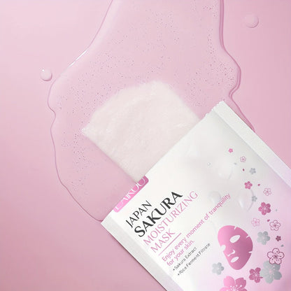 LAIKOU Sakura Sheet Mask 20-Pack with 25g Pouches, Sakura Extract and Rice Ferment Filtrate Labels