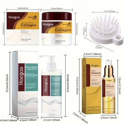 Argan Oil Hair Care Kit 4pcs for Women — Keratin & Moroccan Oil Deep Moisturizing Set with Conditioner, Hair Mask, Essential Oil & Scalp Brush, Repairs Split Ends for Softer Smoother Hair