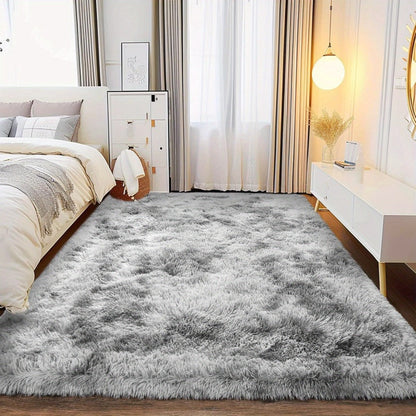 Area Rug, 6x9 Foot Tie-Dye Coffee Plush Shag Style with Machine-Wash Care and Source-Listed Backing