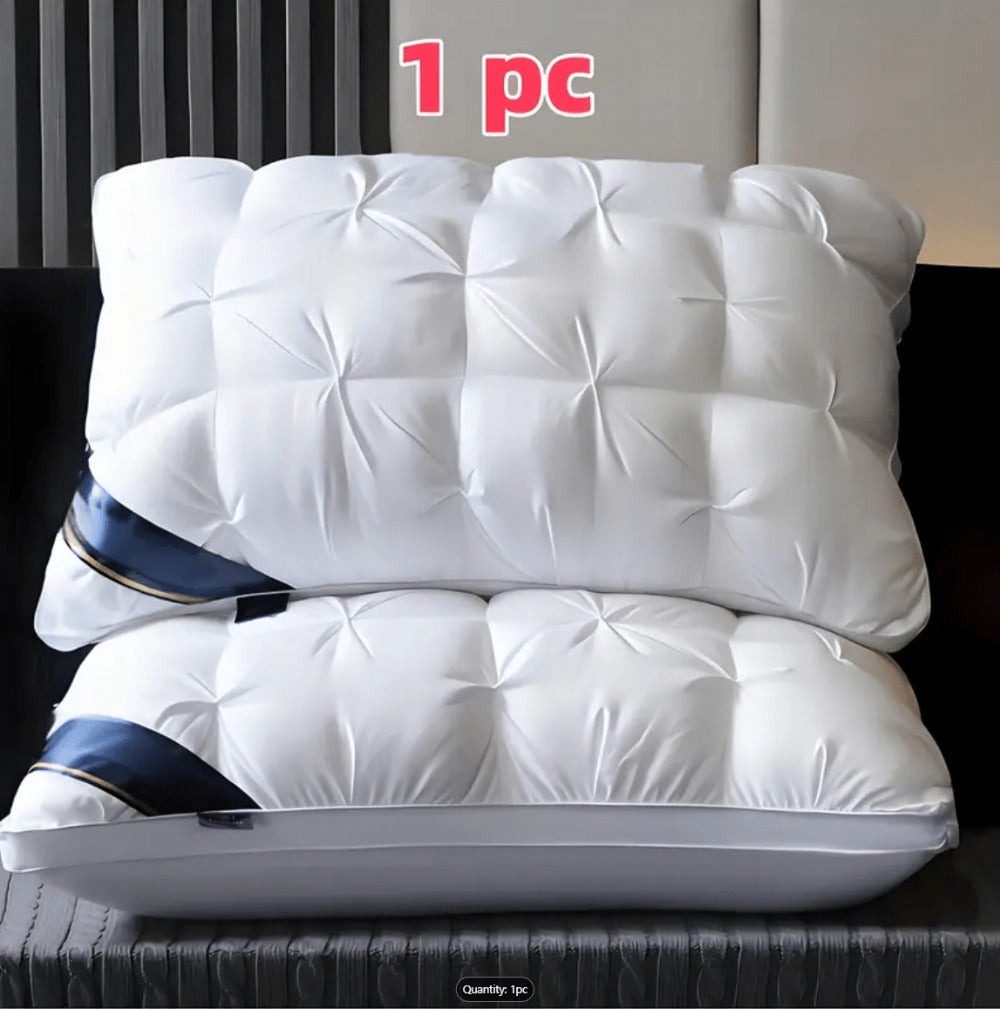 Soft Polyester Fiber Bed Pillow with Satin Cover and Zipper in White or Gray, One or Four-Pack Options
