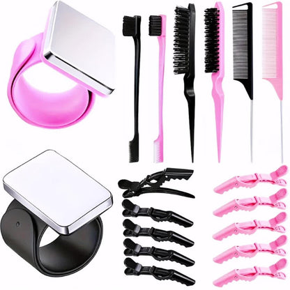 18-Piece Hair Sectioning and Styling Set with Clips, Combs, Parting Tools and Magnetic Wrist Holder