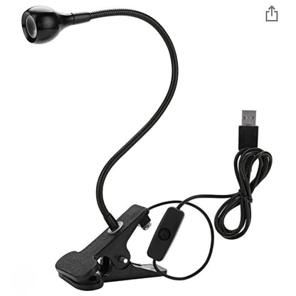 365nm-Labeled UV LED Nail Lamp with Clip Mount, Flexible Gooseneck, USB Cable and Black or White Finish