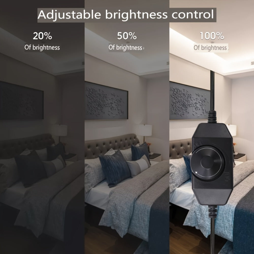 LED Strip Light 5m 2835 SMD with 600 LEDs, 12V Power, Inline Dimmer, White or Warm White and IP65 Label