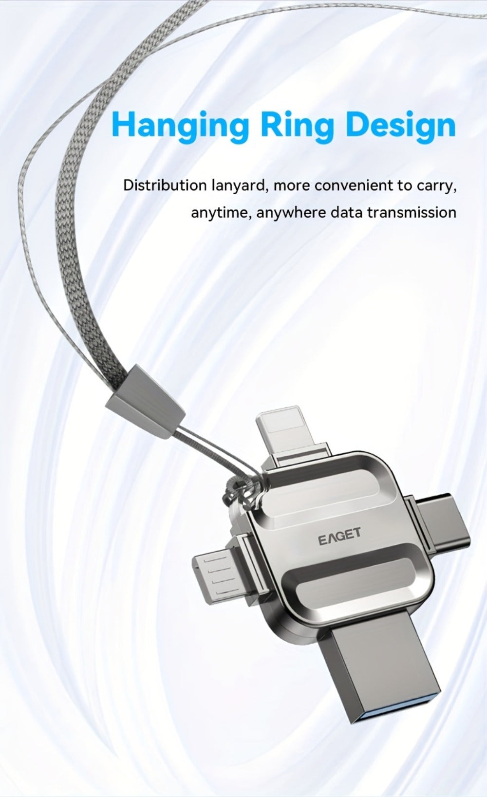 USB Flash Drive EAGET I50 4-in-1 USB 3.0 Multi-Connector Memory Stick with 32GB to 256GB Options