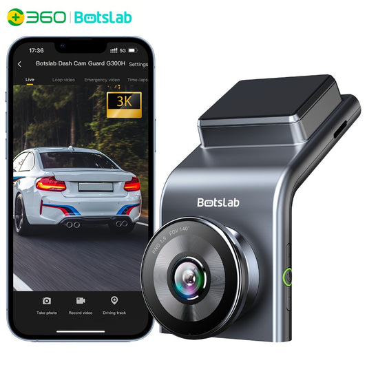 Botslab G300H Pro 3K Dash Cam 140° Wide Angle Built-in WiFi GPS Night Vision Motion Detection Parking Mode WDR Loop Recording Smart Alerts, Optional Hardwire Kit & 32G SD Card