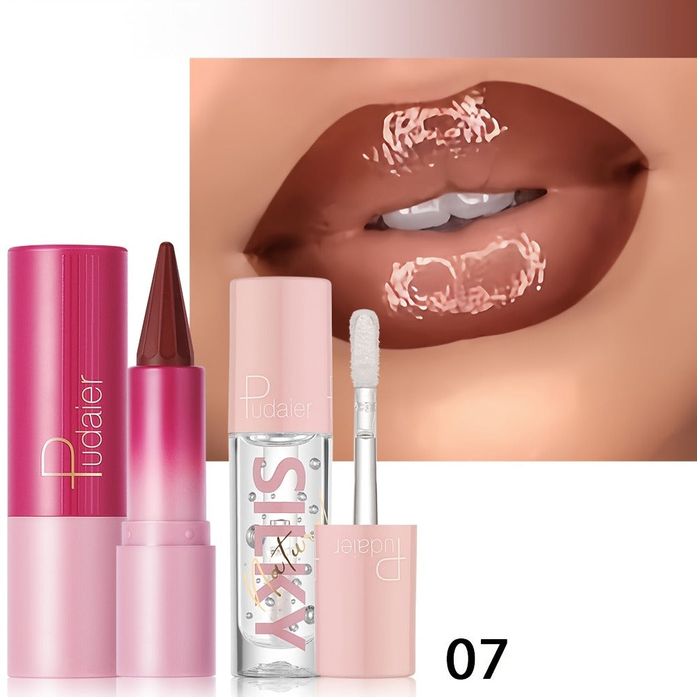 Two-in-One Lip Liner and Lip Oil Duo with Precision Pencil Tip and Gloss Finish for Everyday Makeup
