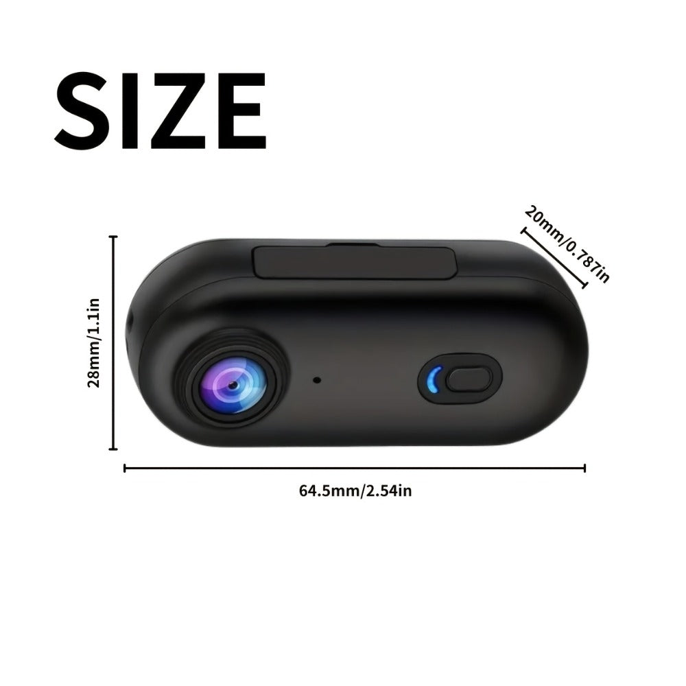 Mini Action Camera Thumb Size Wide Angle Lens 800mAh Battery with Memory Card Wearable Pocket Camera for Sports FPV Pet Monitoring Video Recording Portable Ultra-Clear