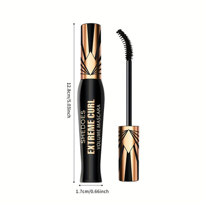 Waterproof Mascara Set 2Pcs Lengthening Volumizing Thick Curly Lashes Natural Extension Long-Lasting Smudge-Proof Crown Mascara for Women All-Day Wear