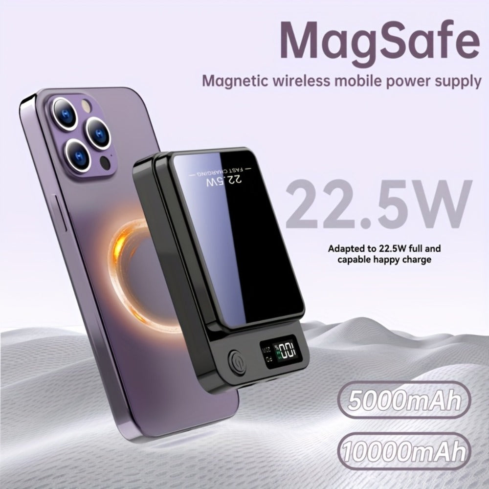 Power Bank Magnetic 10000mAh or 15000mAh with 15W Wireless, 22.5W Wired, USB-C and LED Display