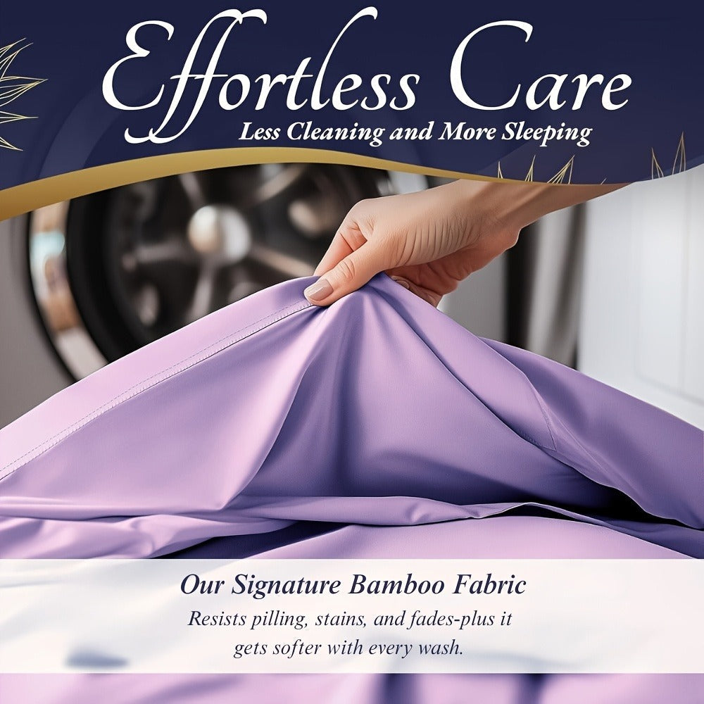 Viscose-from-Bamboo Four-Piece Sheet Set with Deep-Pocket Fitted Sheet, Twin to King Sizes and 12 Colors