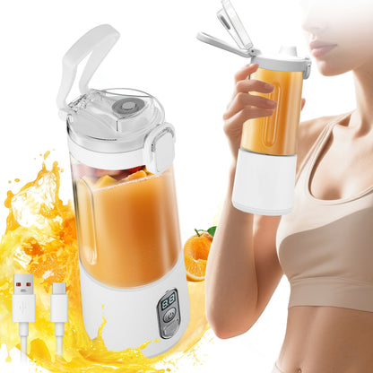 Portable Blender with Clear Cylindrical Cup, Digital Timer Display, Flip-Up Handle and Three Color Options