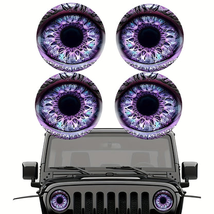 3D Beast Eye Headlight Stickers – Funny Car Headlight Decals for Jeep Round Headlights, Truck Body, Bumper & Window Decoration, Reusable PVC Glossy Stickers (1 or 2 Pairs)