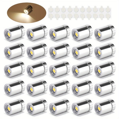 Twenty-Pack Mini LED Accent Spotlights with Adhesive Mounts and Green, Red, Blue or RGB Options