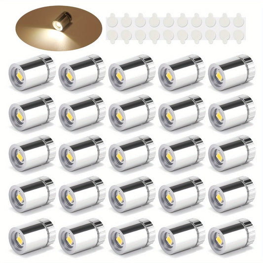 Mini Spotlight Battery Operated LED 20 Pack - Cordless Miniature Spot Lights for Artwork, Paintings, Jewelry, Display Cases, Handicrafts, Models & Puzzles (Green / Red / RGB / Blue)