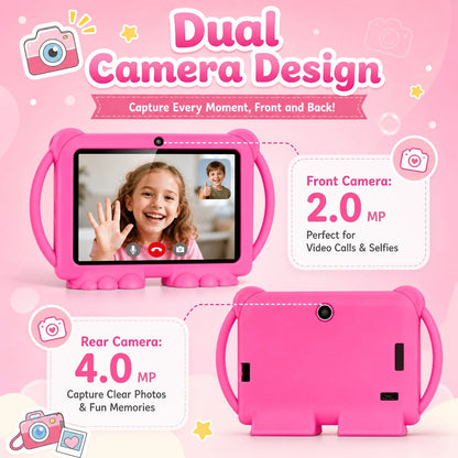 Kids Tablet 7 Inch with Android 14, 4GB RAM, 32GB Built-In Storage, IPS Display and Parental Controls