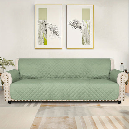 Sofa Cover Five-Layer Quilted Microfiber Protector with Elastic Strap and Foam Anchors for 3 or 4 Seats