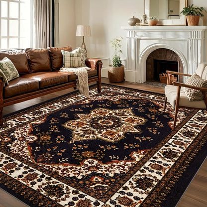 Large Area Rug for Living Room Bedroom – Soft Fluffy Persian Bohemian Style Floor Mat, Anti-Slip Backing, Machine Washable, Vintage Carpet for Modern & Traditional Decor, Multiple Sizes