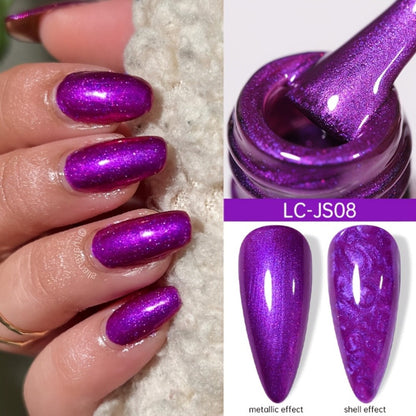 Gel Nail Polish Set with LILYCUTE Label, 9 Metallic Glitter Red and Purple Colors, 0.24oz Each