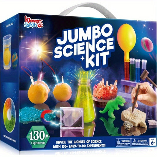 Jumbo Science Kit for Kids 130+ Experiments – STEM Chemistry Set with Crystal Growing Glowing Bulb Fossil Dig Soap Making, Hands-On Science Experiment Gift for Boys Girls Ages 6-12 Birthday Christmas