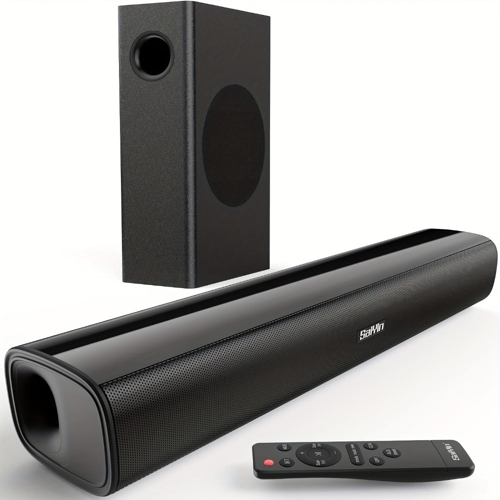 2.1 Channel Soundbar with Subwoofer for TV PC Gaming, Wireless Bluetooth Optical AUX Wall-Mountable Surround Sound System