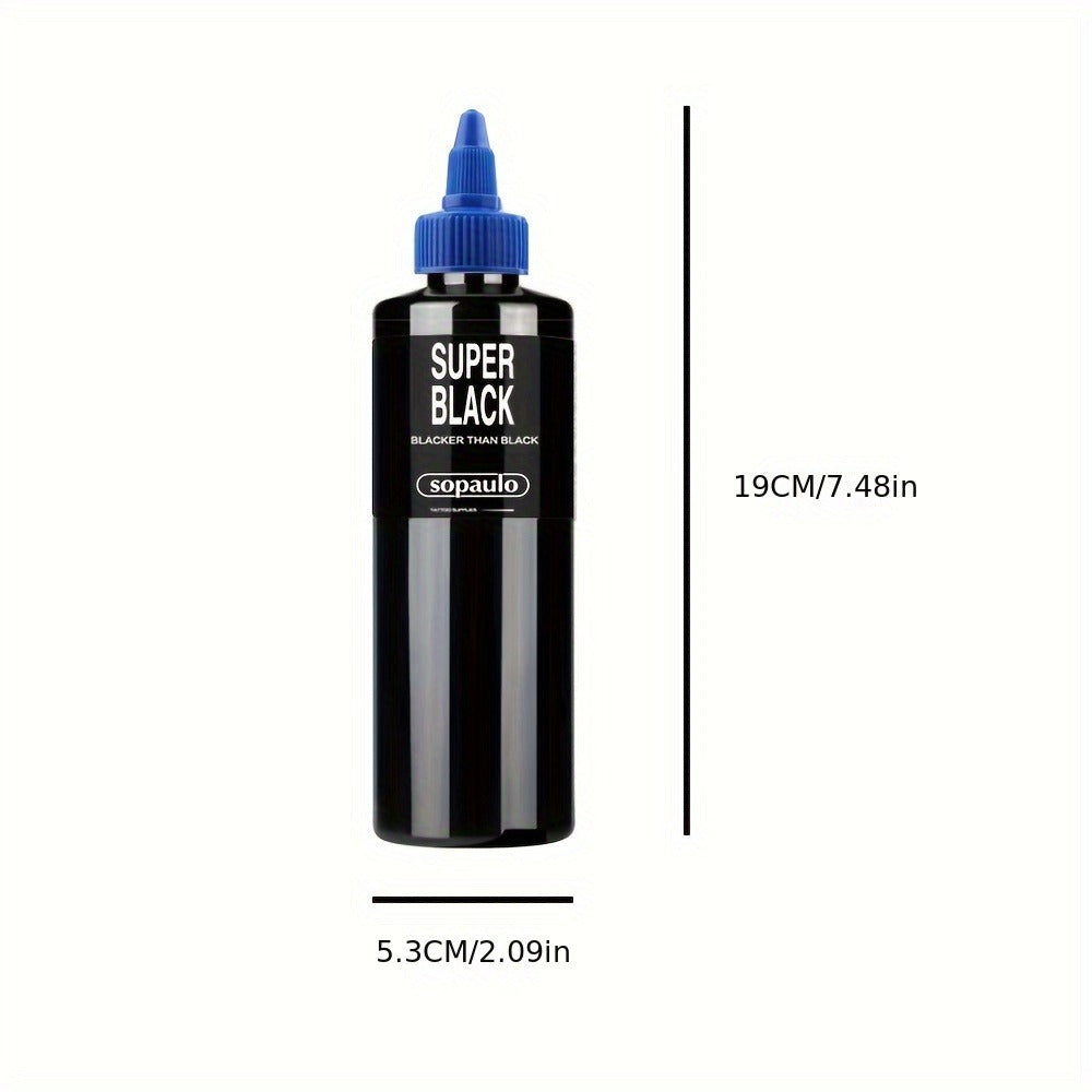 Tattoo Ink 8oz 240ml Single Black Bottle with Ultra-Dark Source Color Label and Large-Capacity Format