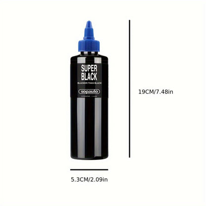 Tattoo Ink 8oz 240ml Single Black Bottle with Ultra-Dark Source Color Label and Large-Capacity Format