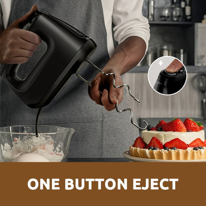 Six-Speed Electric Hand Mixer, 250 W with Five Stainless Steel Attachments and Storage Case in Three Colors
